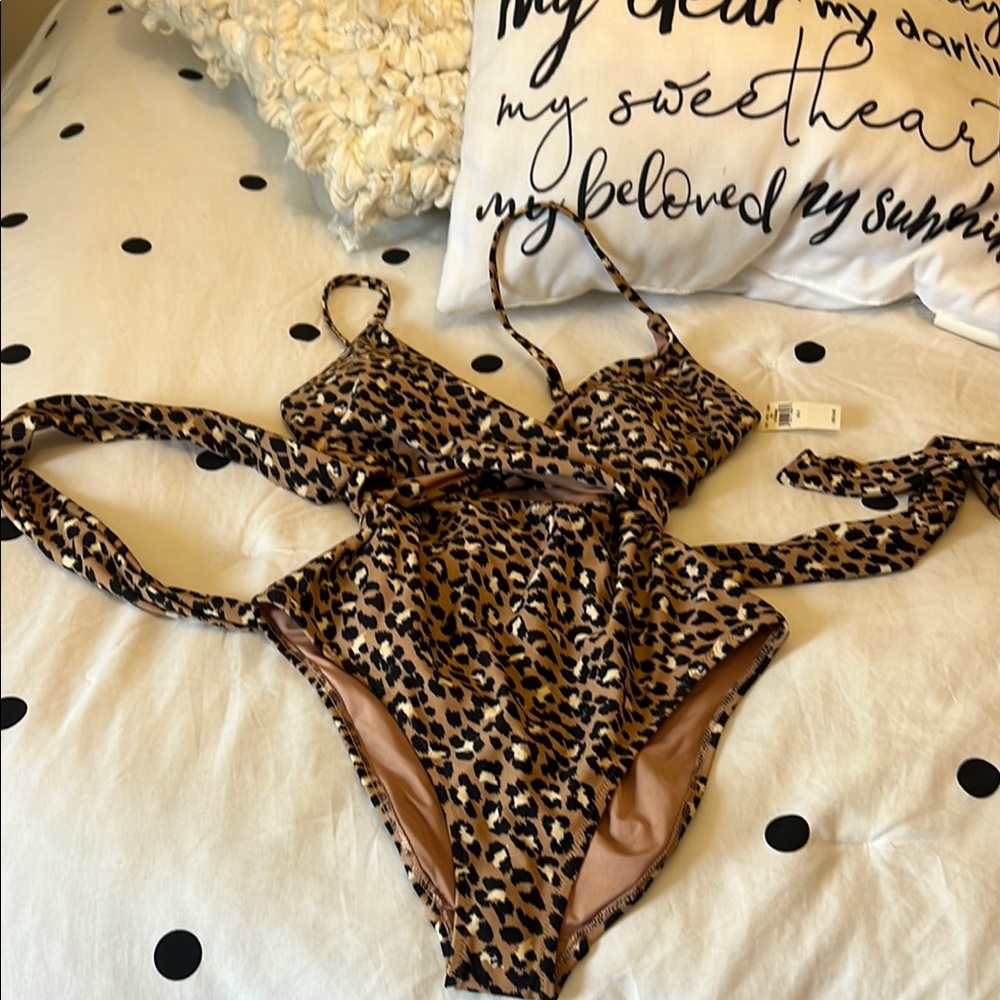 Aerie Leopard Print One Piece Swimsuit
